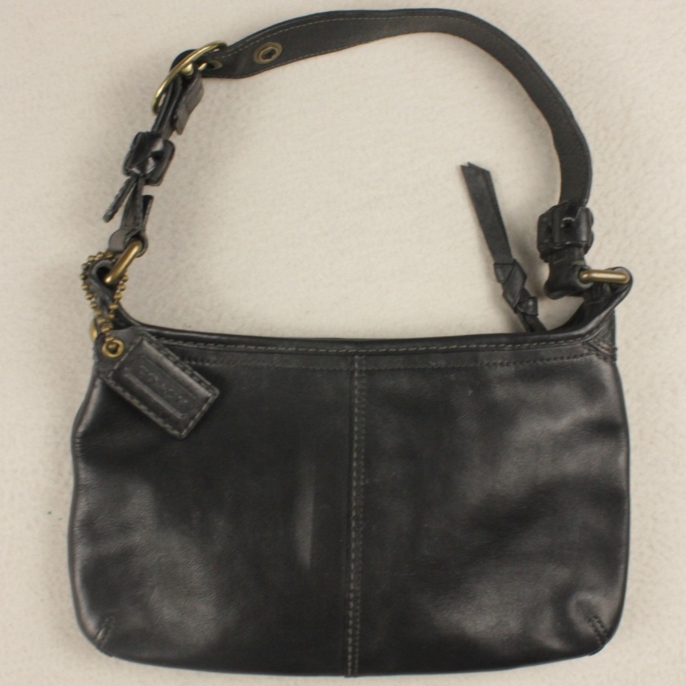 Coach Bleecker Small Hobo Bag Black Leather 11415 Tattersall Lining Y2K
